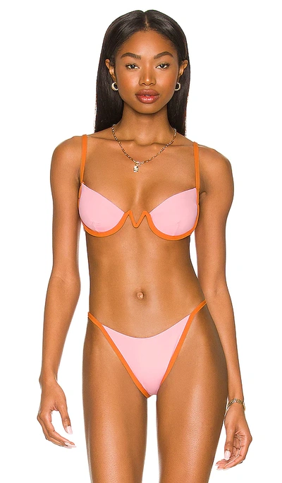 L*space X Tessa Brooks Nico Bikini Top In Crystal Pink & Sunbeam