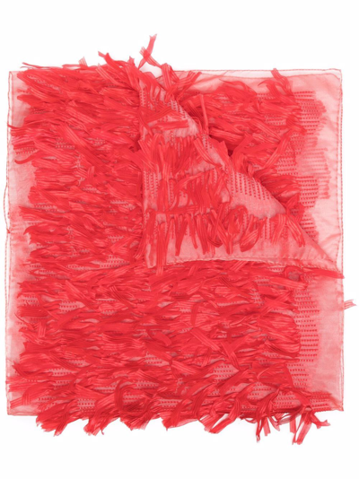 Emporio Armani Appliqué-detail Semi-sheer Scarf In Red