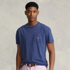 Ralph Lauren Classic Fit Cotton-linen Pocket T-shirt In Light Navy