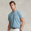Ralph Lauren Classic Fit Cotton-linen Pocket T-shirt In Blue Note