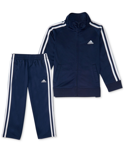 Adidas Originals Toddler And Little Boys Basic Tricot Jacket And Pants Set, 2 Piece In Navy