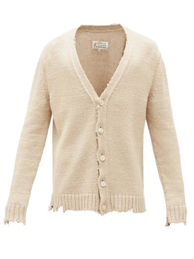 Maison Margiela Distressed Knitted Cardigan In Neutrals