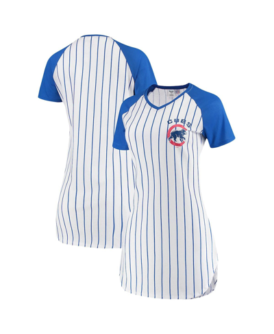Concepts Sport Women's  White Chicago Cubs Vigor Pinstripe Nightshirt