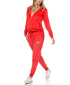 White Mark Plus Size Rhinestone Velour Tracksuit 2 Piece Set In Red