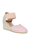 Anne Klein Zoey Womens Canvas Ankle Strap Espadrille Heels In Blush