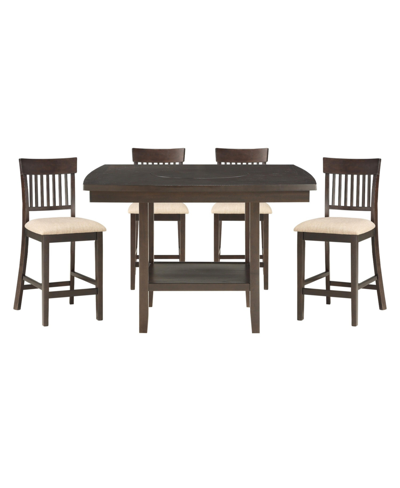 Furniture Birm 5pc Dining Set (counter Height Table & 4 Slat Back Side Chairs)