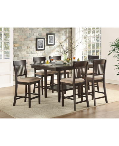 Furniture Birm 7pc Dining Set (counter Height Table & 6 Slat Back Side Chairs)