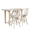 International Concepts Bar Height Table With 2 Splat Back Swivel Bar Stool Set, 3 Piece In Unfinished