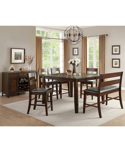 Furniture Leona 6pc Dining Set (counter Height Square Table, 4 Side Chairs & Bench)