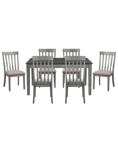 Furniture Forte 7pc Dining Set (rectangular Table & 6 Side Chairs) In Grey