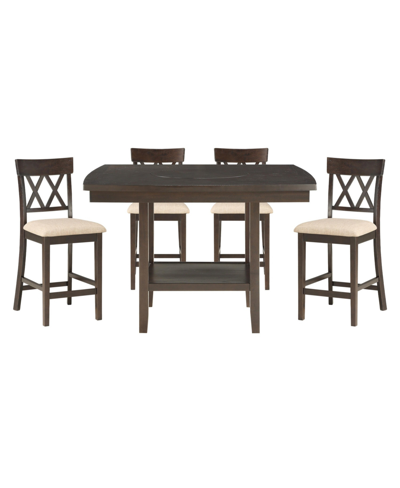Furniture Birm 5pc Dining Set (counter Height Table & 4 Double Cross Back Side Chairs)