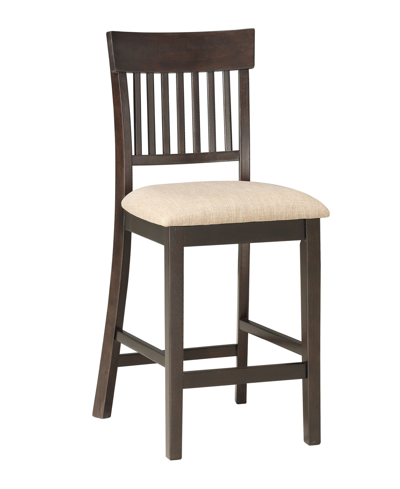 Furniture Birm Counter Height Slat Back Side Chair In Dark Brwn