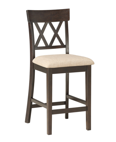 Furniture Birm Counter Height Double Cross Back Side Chair In Dark Brwn