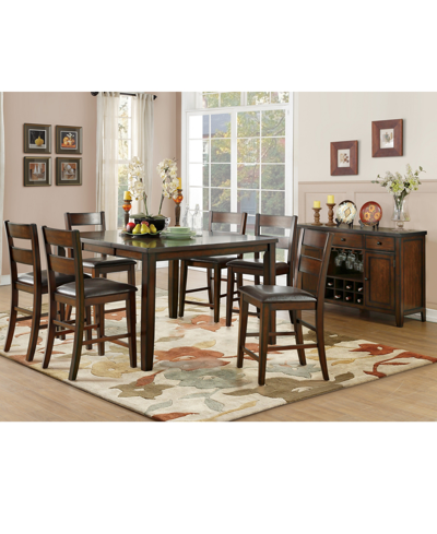 Furniture Leona 7pc Dining Set (counter Height Square Table & 6 Side Chairs)