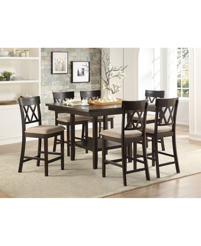 Furniture Birm 7pc Dining Set (counter Height Rectangular Table & 6 Double Cross Back Side Chairs)