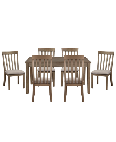 Furniture Forte 7pc Dining Set (rectangular Table & 6 Side Chairs) In Brown