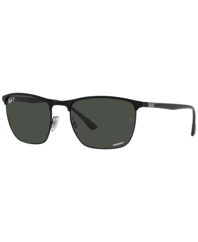 Ray Ban Unisex Polarized Sunglasses, Rb3686 57 In Matte Black On Black