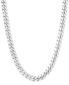 Macy's Men's Solid Cuban Link 26" Chain Necklace In Sterling Silver In Silver