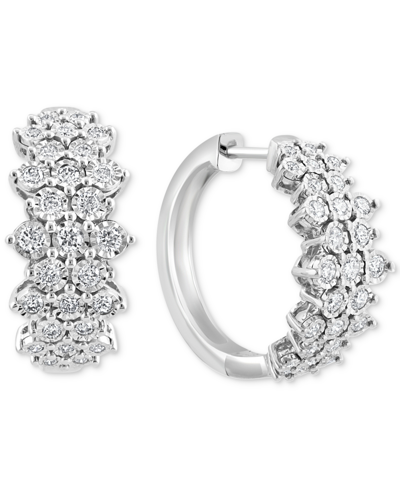 Effy Collection Effy Diamond Cluster Hoop Earrings (1 Ct. T.w.) In 14k White Gold (also Available In In 14k Two-tone