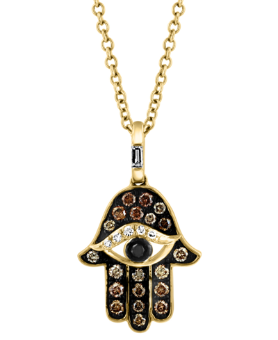 Effy Collection Effy Multicolor Diamond Hamsa Hand 18" Pendant Necklace (1/4 Ct. T.w.) In 14k Gold In Yellow Gold