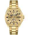 HUGO MEN'S EXPOSE GOLD ION PLATED STEEL BRACELET WATCH 44MM