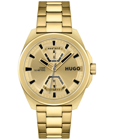 Hugo Gold-effect Watch With Link Bracelet Men's Watches In Assorted-pre-pack