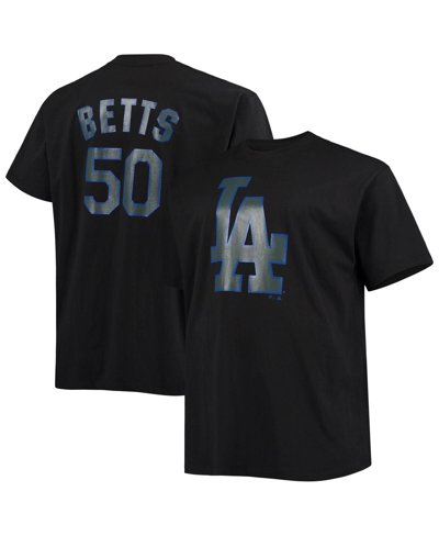 Fanatics Men's Mookie Betts Black Los Angeles Dodgers Big And Tall Wordmark Name And Number T-shirt