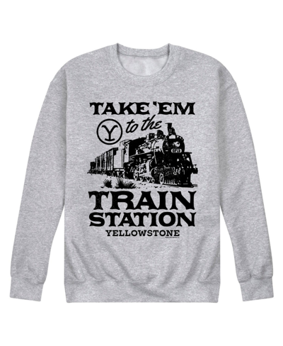 Airwaves Men's Yellowstone Train Station Fleece Sweatshirt In Gray