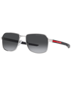 Prada 57mm Polarized Gradient Rectangular Sunglasses In Silver-tone