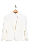 Amanda & Chelsea Ponte 3/4 Length Sleeve Rouched Jacket In White