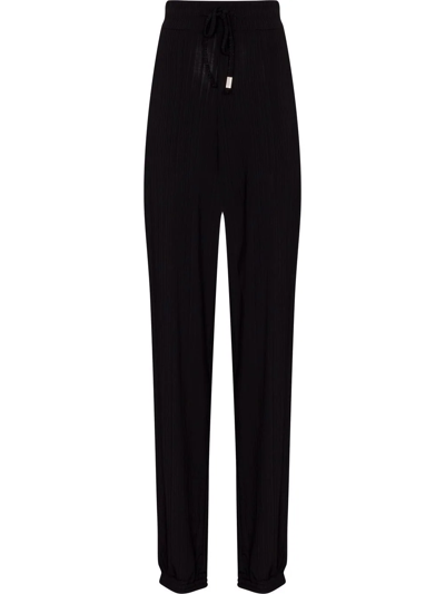 Tom Wood Drawstring Ribbed Track Trousers In Black