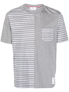 Thom Browne Striped Panel T-shirt In Grey