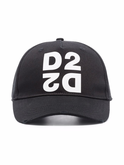 Dsquared2 Logo-print Cotton Cap In Schwarz