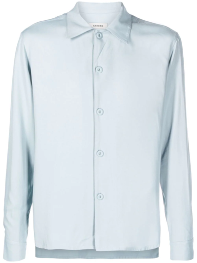 Sandro Button-front Shirt In Blue