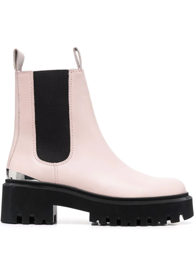 Maje Chelsea Boots With Platform Sole In Pale Pink