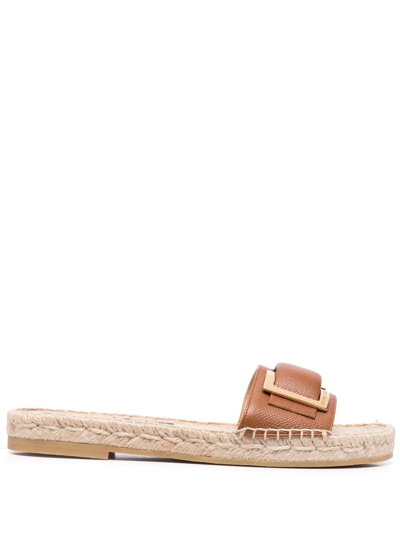 Sergio Rossi Prince Raffia Sandals In Brown