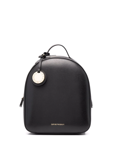 Emporio Armani Embossed Logo Backpack In Black