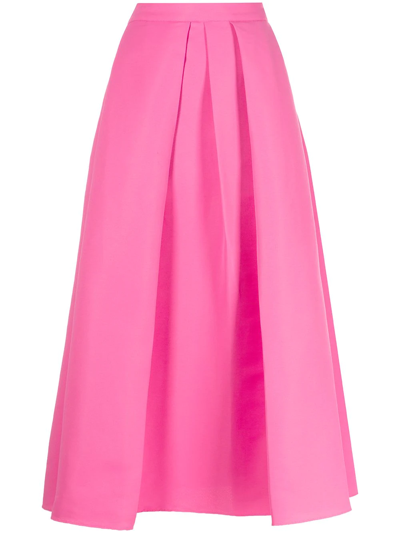 Sachin & Babi Leighton Flared Pleated Midi-skirt In Shocking Pink
