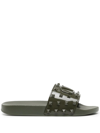 VALENTINO GARAVANI VLOGO ROCKSTUD FLAT SLIDES