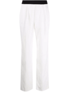 Loulou Studio Elastic Waist Cotton Blend Pants In Bianco
