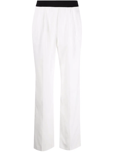 Loulou Studio Elastic Waist Cotton Blend Pants In Bianco