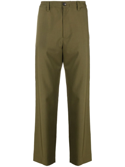 Marni Straight-leg Wool Suit Trousers In Grün