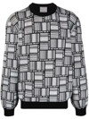 Vtmnts Geometric Print Wool Crewneck In Schwarz