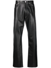 Vtmnts Straight-leg Calf-leather Trousers In Schwarz