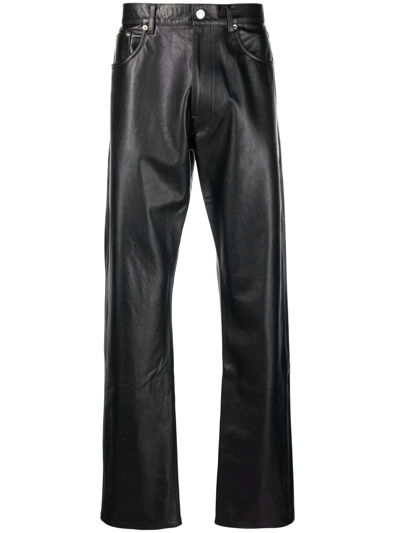 Vtmnts Straight-leg Calf-leather Trousers In Black Leather