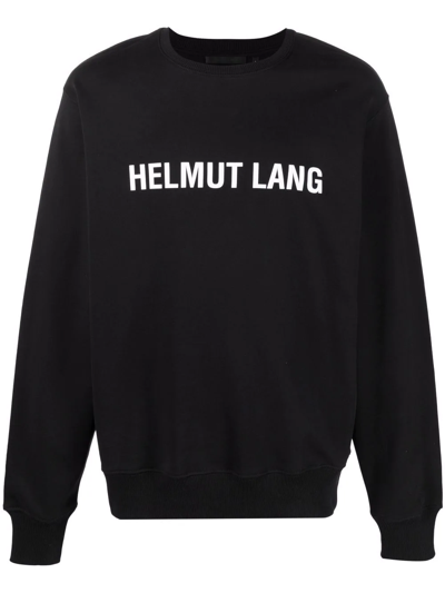 Helmut Lang Cotton Logo Print Crewneck Sweatshirt In Black