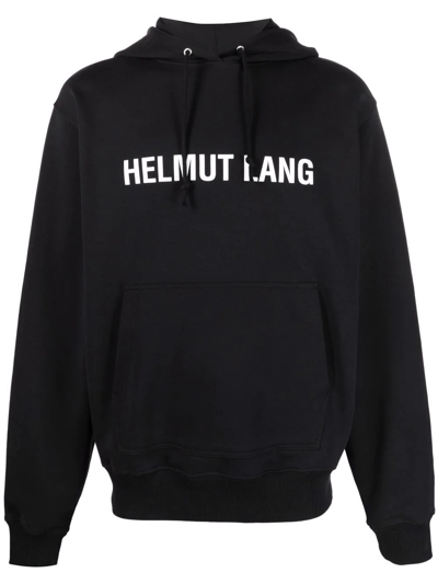 Helmut Lang Logo印花棉连帽衫 In Black