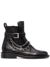 ZADIG & VOLTAIRE CHAIN-DETAIL LEATHER BOOTS