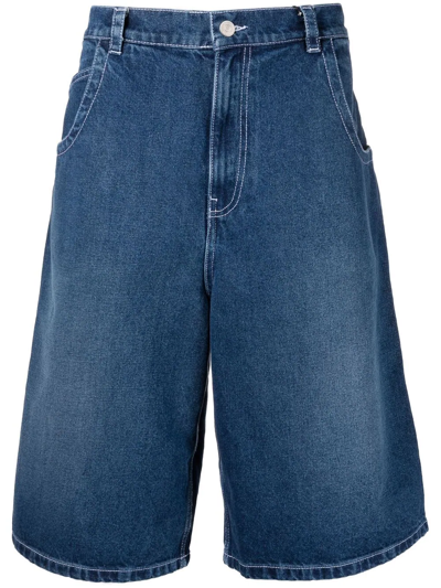 Kenzo Wide-leg Denim Shorts In Blu