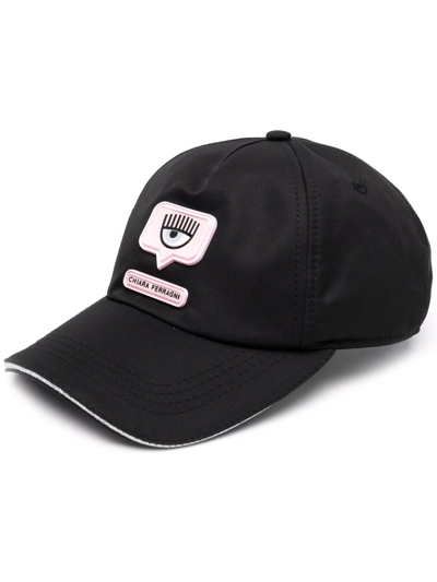 Chiara Ferragni Logo-patch Cotton Baseball Cap In Black